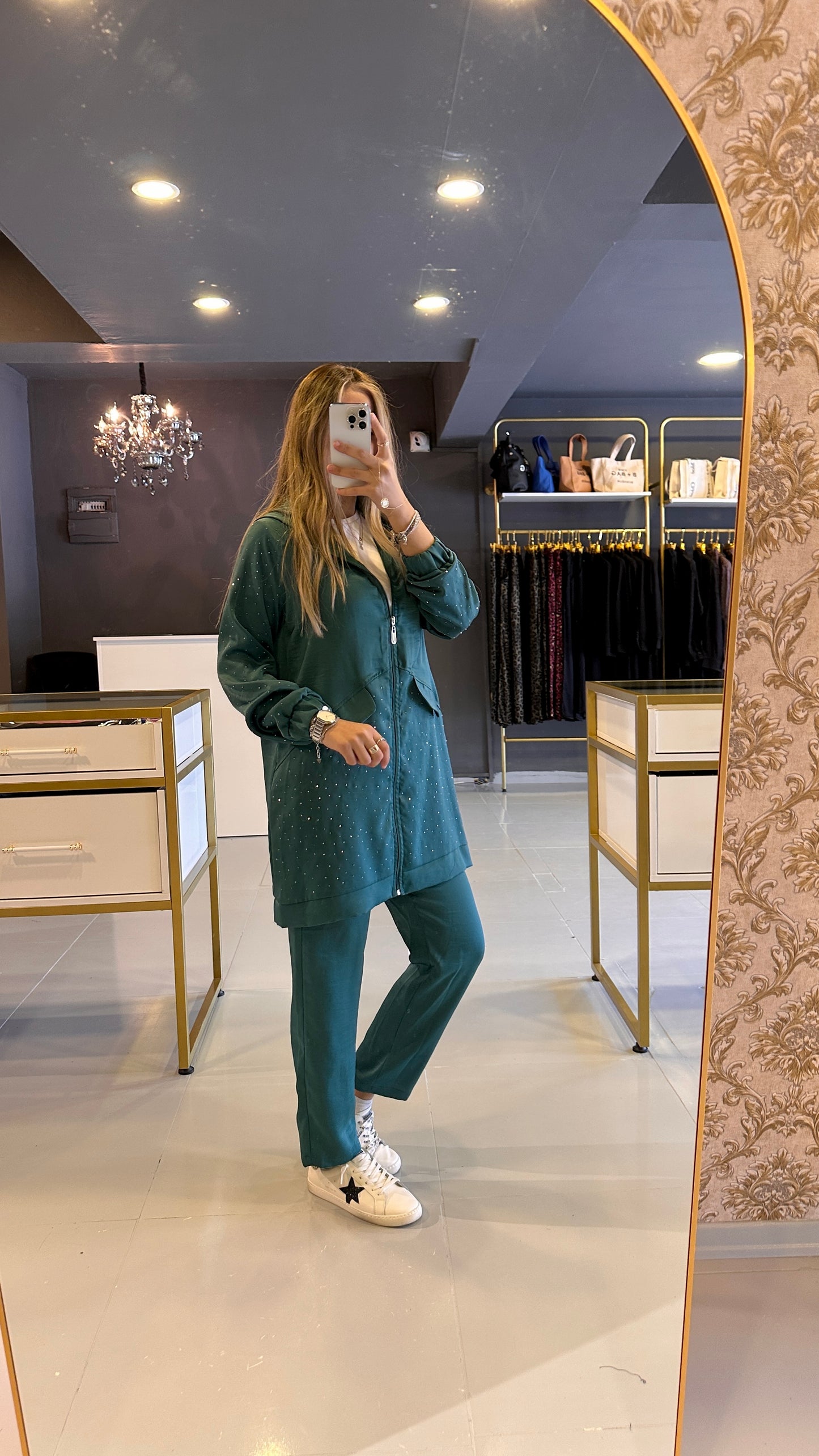 Z&G Turkuaz Luna Taşlı Takım