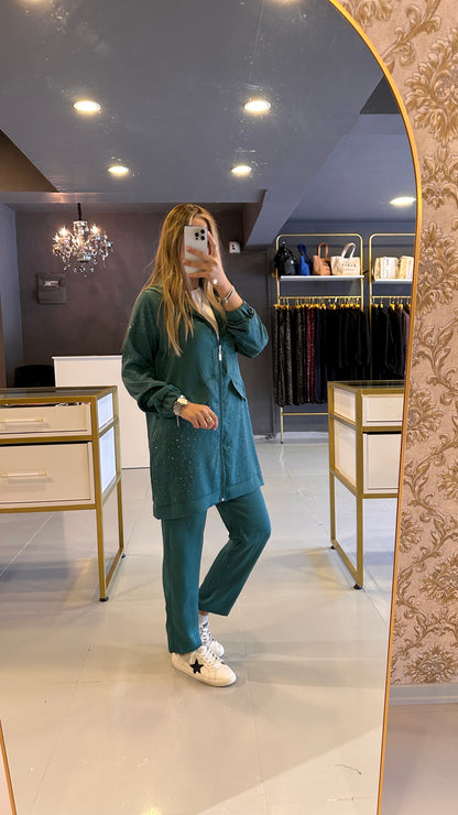 Z&G Turkuaz Luna Taşlı Takım